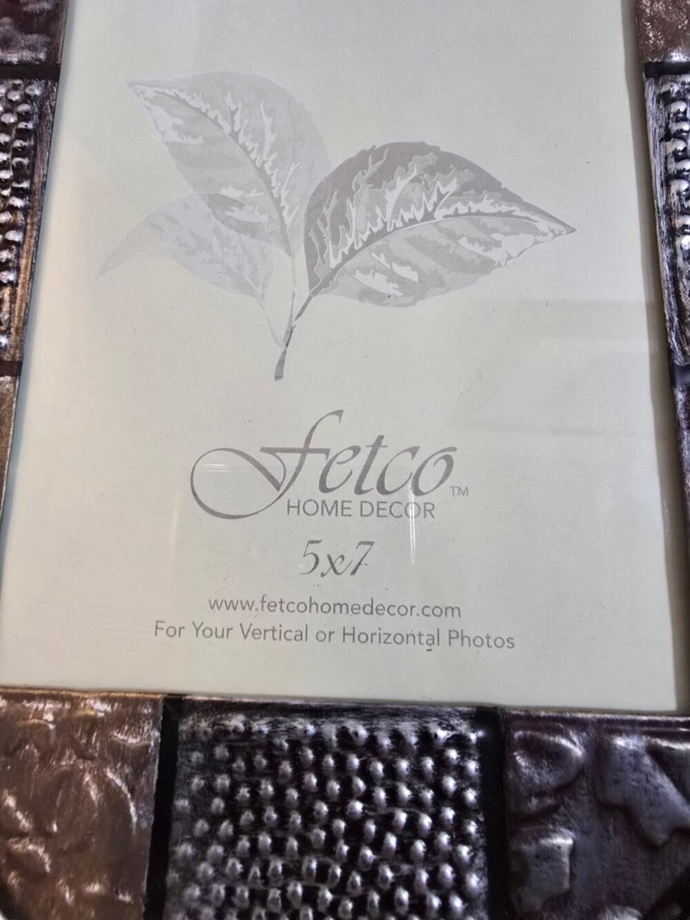 NWB Set 2 Fetco 5x7 Picture Frames With Textured Bronze & Silver Design - Picture 4 of 7
